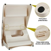 SuperDeal 24L 15.5W Lightweight Folding 4-Step Pet Stairs for Bed Sofa W/Washable Carpet PP Beige