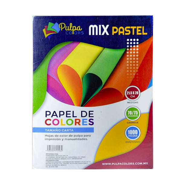 Hojas De Colores Tamaño Carta Pulpa Colorsmix Con 1000 Hojas De Papel Tonos Pastel