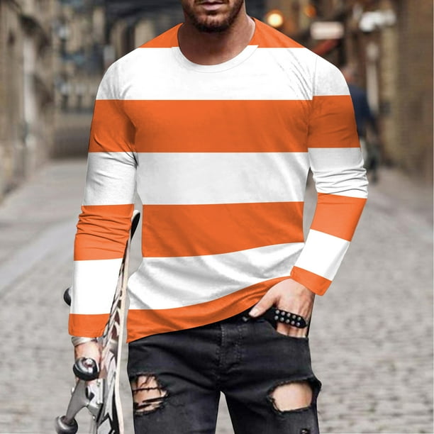 Blusas y camisas de manga larga y cuello redondo para hombre, camisetas casuales con estampado de moda y cuello redondo, blusas de licra de manga corta para hombre.