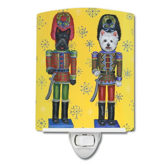 Scottie and Westie Christmas Nutcrackers Ceramic Night Light