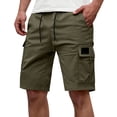 thumbnail image 2 of Domuza Cargo Shorts for Men Drawstring Stretch Elastic Waist Summer Casual Work Short with Pockets Army Green L, 2 of 4