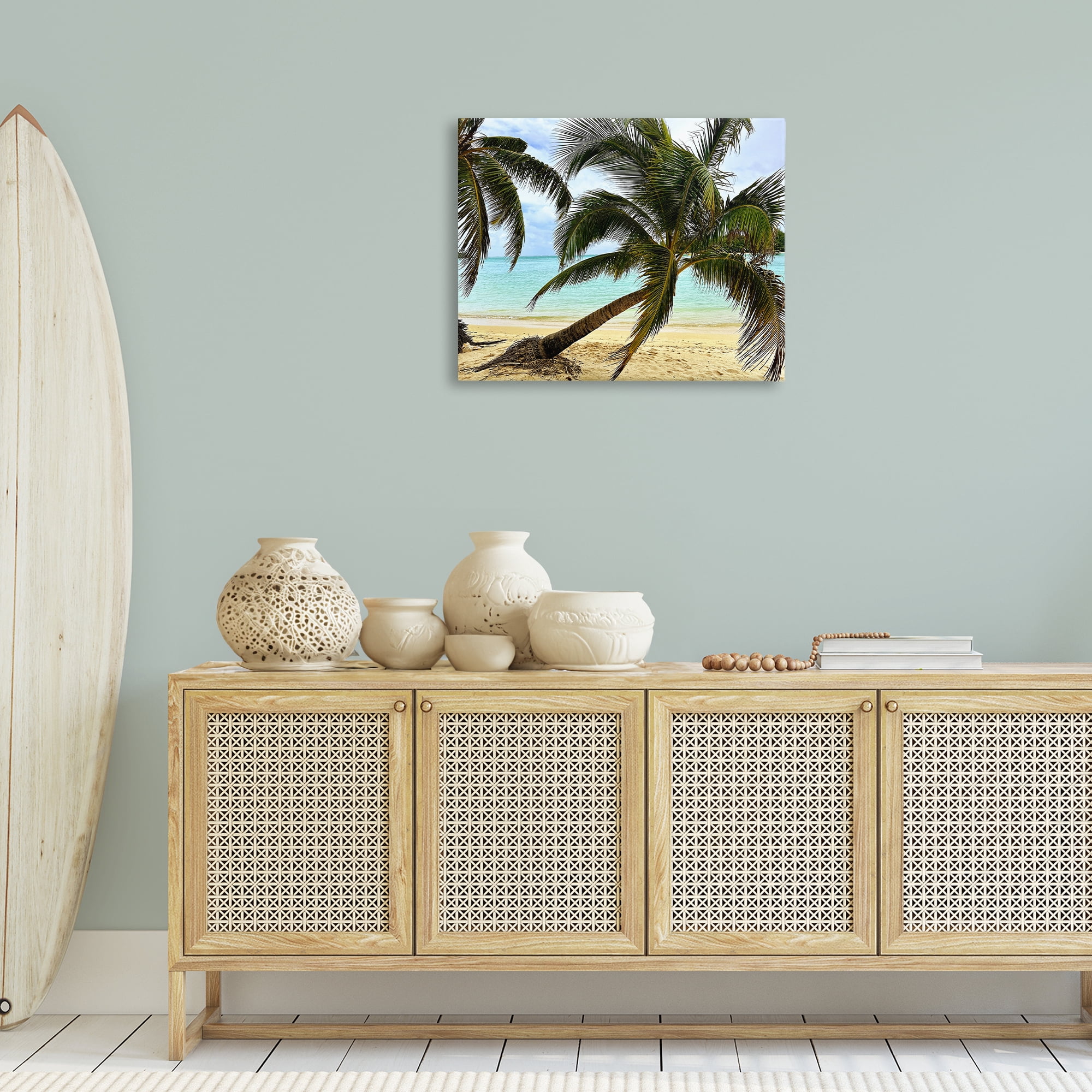 Stupell Industries Leaning Palms on Beach Landscape Photography Gallery Wrapped Canvas Art Print Wall Art, 30 x 24