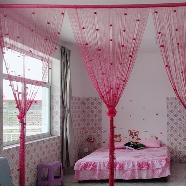 Clearance! Thread Door Curtain For Doorways Privacy Door Country String Curtain With Roses String Door Curtain Window Decoration Room Divider Hanging Tassel Curtain For Home