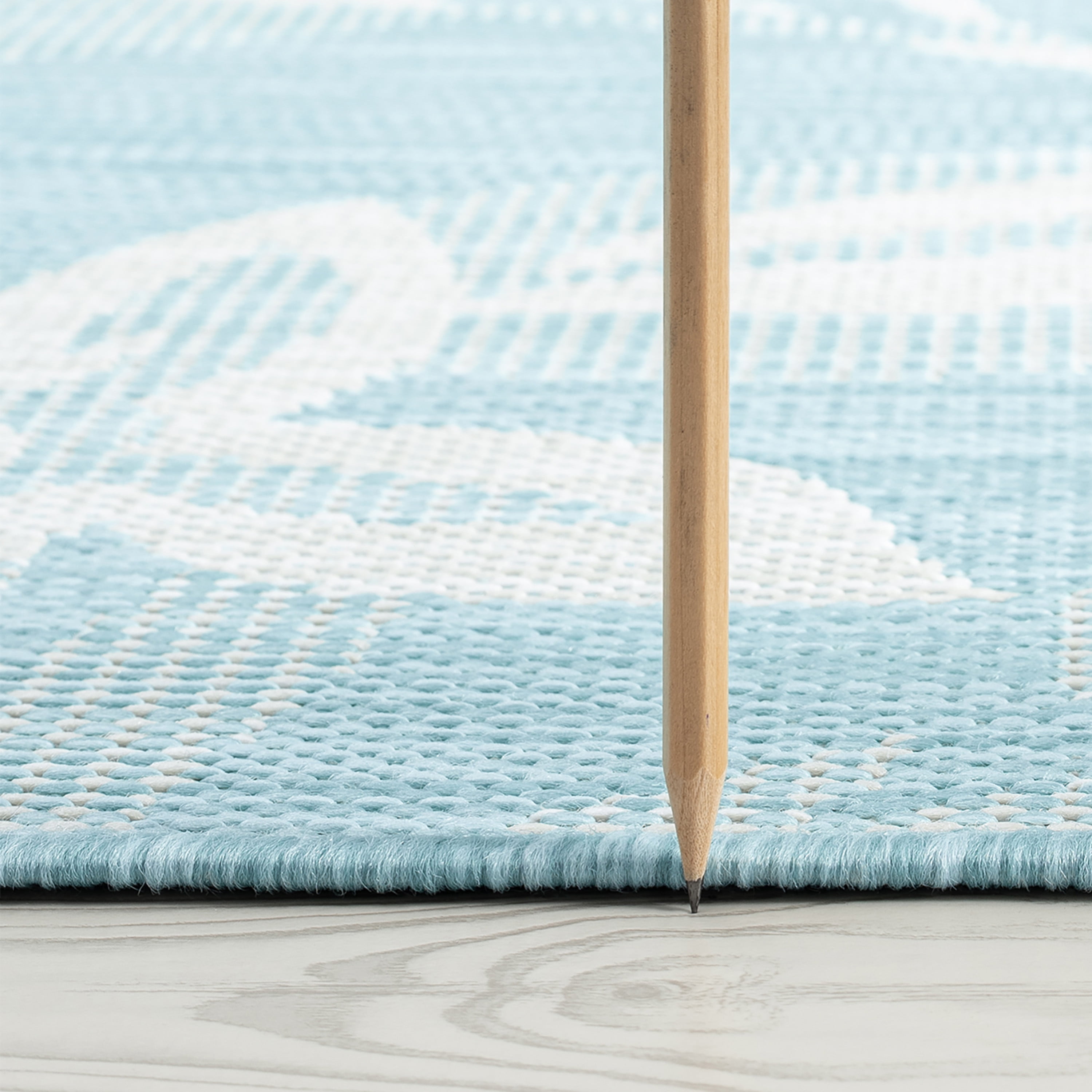 9x12 Water Resistant, Large Indoor Outdoor Rugs for Patios, Front Door Entry, Entryway, Deck, Porch, Balcony | Outside Area Rug for Patio | Aqua, Floral | Size: 8'10'' x 12'2''