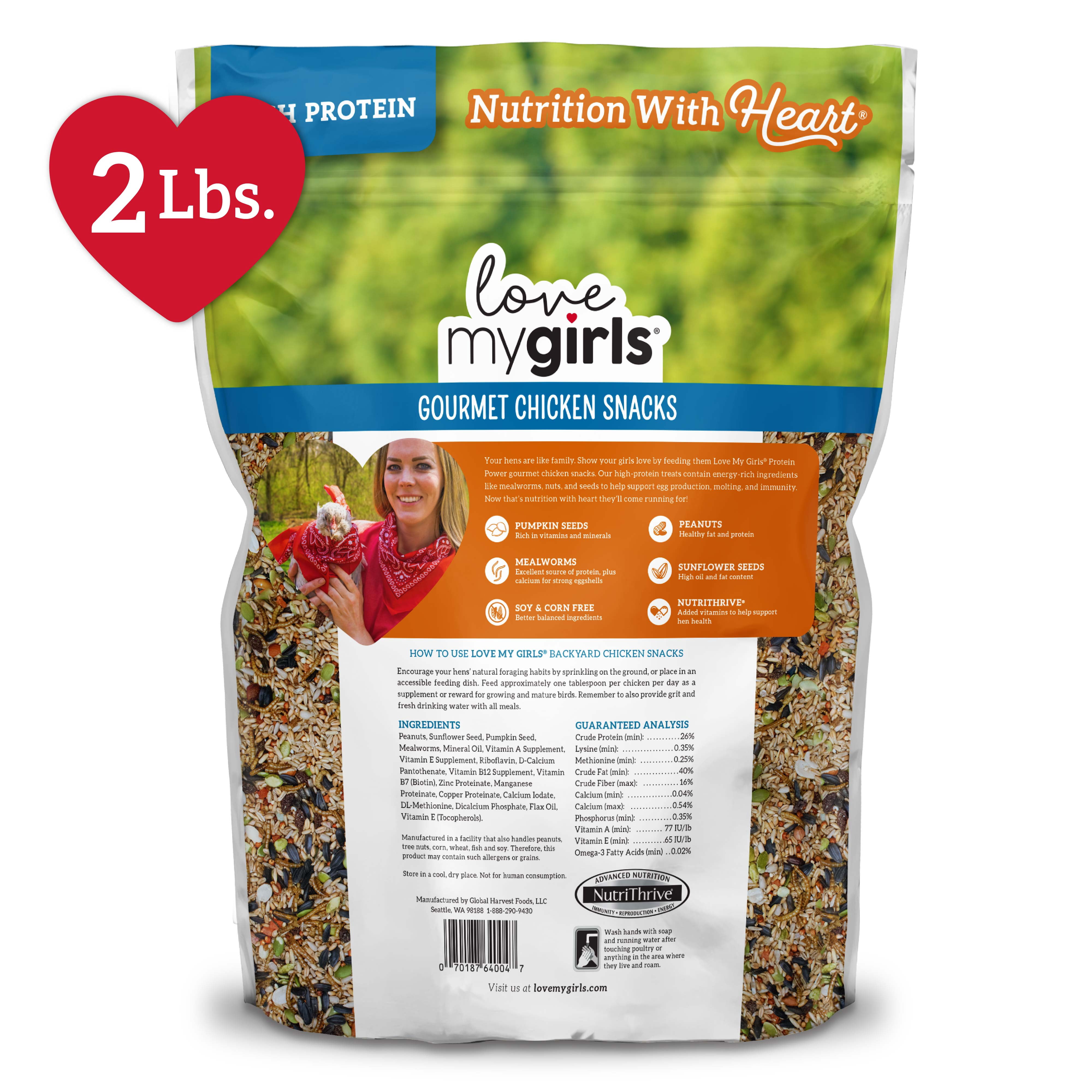 (2 pack) Love My Girls Pumpkin & Worms Gourmet Multi-Grain Chicken Treats, 2 lb. Bag, 1-Pack