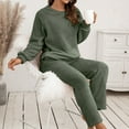 thumbnail image 3 of Women's Two Piece Trousers Women Trousers Suits of Pure Color Long Fitted Two Piece Outfits for Women Sleeve Winter Plush Sweater Wedding Pant Suits Knitting Set, 3 of 8