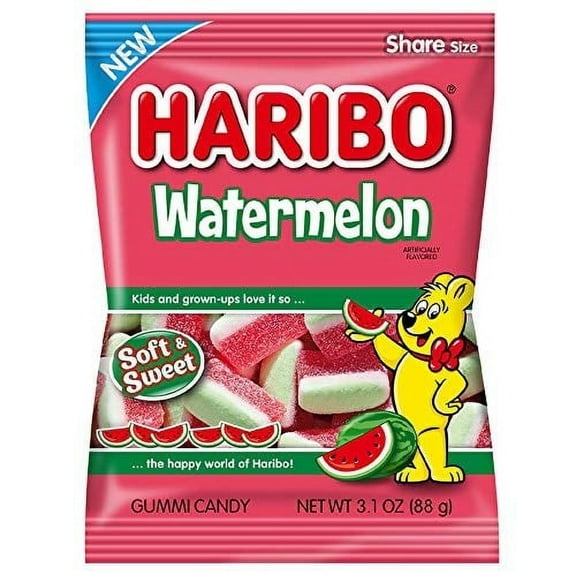 Haribo Gummi Candy Soft and Chewy Watermelon 12 Count 3.1 oz