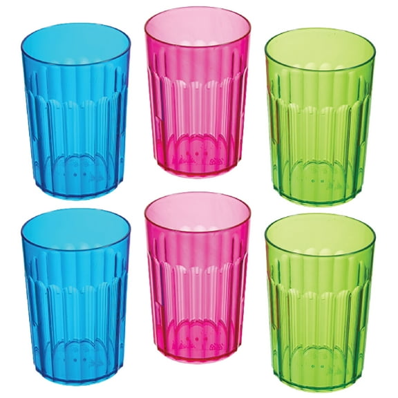 Arrow Home Products 10 oz Rainbow Plastic Tumblers, Set of 6 - BPA Free, Break-Resistant Plastic Drinking Glasses Great for Indoor & Outdoor Use - Durable & Dishwasher Safe - Assorted Colors