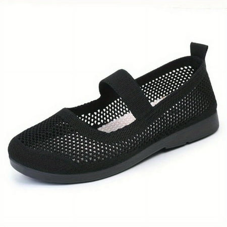 

Women s Ankle Band Lightweight Slip On Walking Shoes Solid Color Mesh Flats Round Toe Breathable Shoes