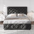 thumbnail image 2 of BeesClover Bed Frame with Storage Drawers and Adjustable Headboard, Linen Upholstered Platform Beds, Diamond Stitched Button Tufted, No Box Spring Needed, 2 of 7