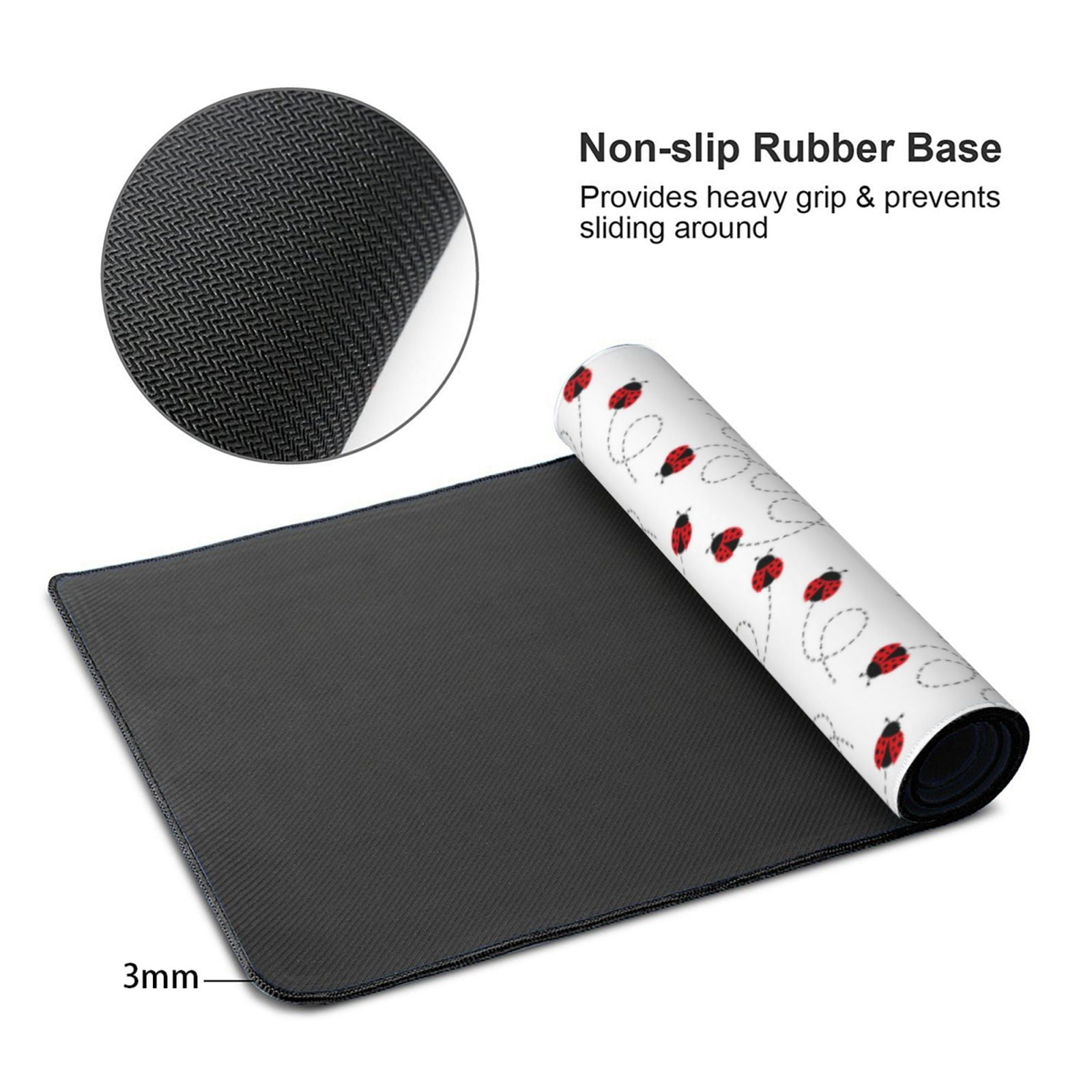 Xecao Ladybugs Flying On Dotted Route Print Large Mouse Pad, 16x35.5in Mousepad, Professional Non-Slip Rubber Base Big Mouse Pad, Mouse Pad for Gaming & Office Full Desk Mouse Pad