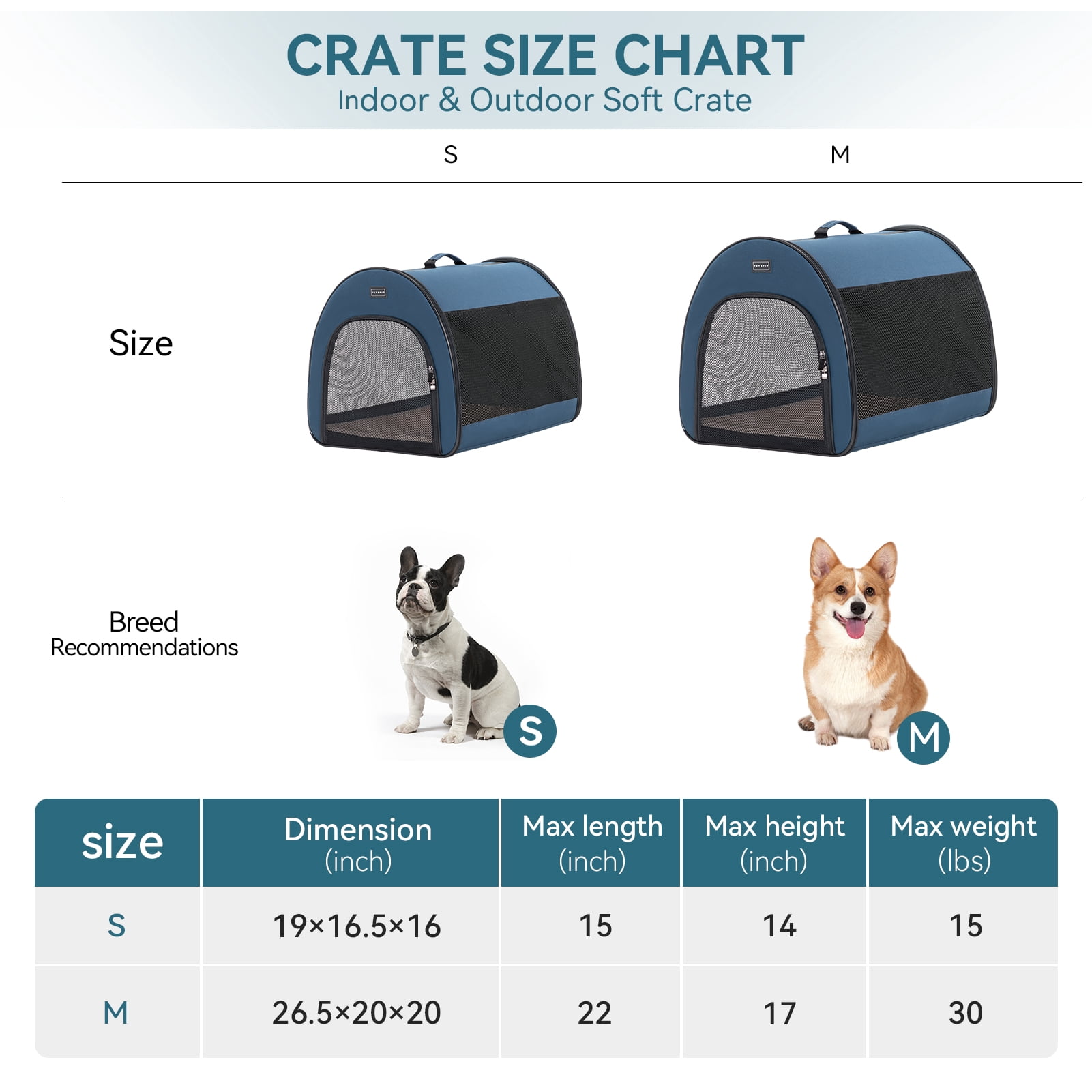 PETSFIT Soft Sided Dog Crate, Travel Dog Crate - 19 Inch Lightweight, Roomy, Easy to Set Up, Portable Pop Up Dog Carrier with Thick Mat, Sturdy Portable Dog Crate，Navy Blue，Small