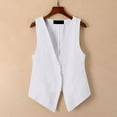 thumbnail image 2 of Womens Linen Vest Tops Sleeveless Spring Summer Vest Coat Top Fashion Tops Women Bartender Top Women Long Sleeves Top Women 3 Pk Compression Shirt Bra Camisole Beach Tops for Women plus Size Apparel T, 2 of 6
