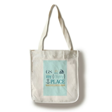 Gulf Shores, Alabama - GS is My Happy Place (#2 - Teal) - Lantern Press Artwork (100% Cotton Tote Bag -