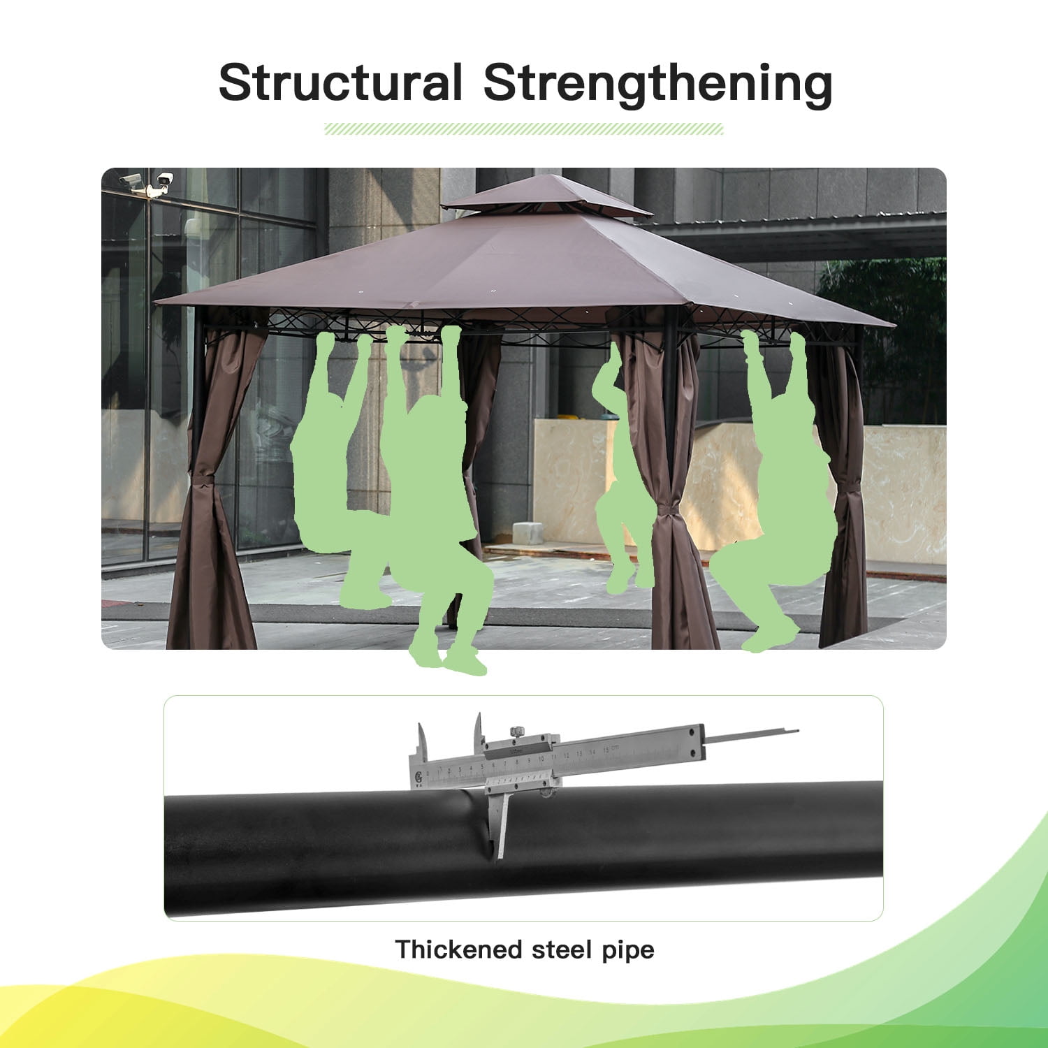 FDW 10’ x 13’ Double Vented Canopy Gazebo, Large Space with Sidewalls and UV Protection