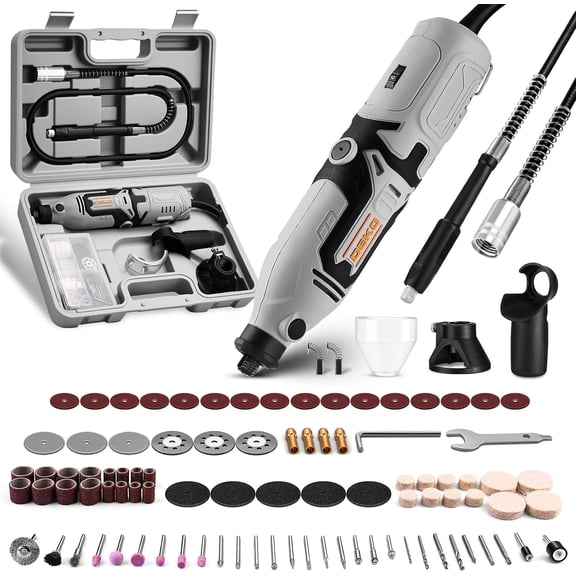 Restored Rotary Tool Kit:DEKOPRO 1.4-Amp Power Hand Rotary Tools with 6 Variable Speed, 127pcs Accessories, 8000~35000RPM Electric Grinder Drill Machine Set with Flex Shaft(B Grade)