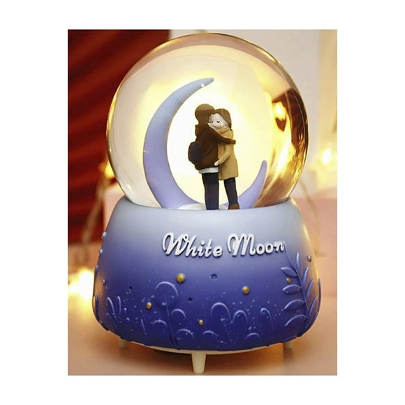 White Moon Musical Lightened Automatic Snowflake Spray Large Snow Globe