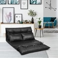 thumbnail image 2 of Giantex Floor Sofa PU Leather Leisure Bed Video Gaming Sofa with Two Pillows, Black, 2 of 10