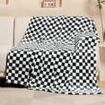 thumbnail image 4 of Checkered Flannel Fleece Throw Blanket Soft Cozy Checkerboard Grid Print Chessboard Gingham Pattern Blankets for Bed Couch Sofa, 60"x80", Black, 4 of 6