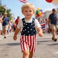 thumbnail image 2 of Byoo Boys Suspenders Denim Overalls Independence Day Striped Star Print Overalls Pants Summer Casual Pants, 2 of 4