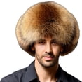 thumbnail image 1 of Men Imitation Faux Caps Warm Full Protection Furry Hat Patchwork Causal Earwamer Caps for Winter Beige ONE SIZE, 1 of 3