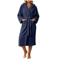 thumbnail image 2 of Robes for Women Fleece Robes Hooded Cozy Soft Warm Plush Women Robe Plush Long Bathrobe, 2 of 8