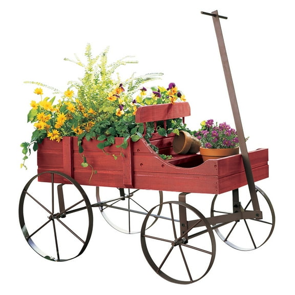 Collections Etc Amish Wagon Indoor/Outdoor Decorative Planter - Green
