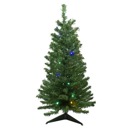 Three Foot Lighted Christmas Tree Northlight 3' Prelit Artificial Christmas Tree Medium Mixed Classic Pine - Multicolor LED Lights ()
