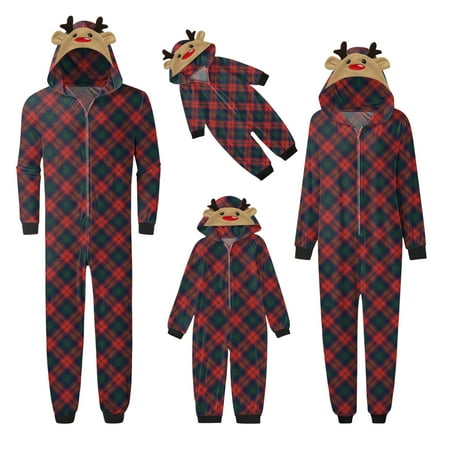 

Dezsed Matching Family Onesies Pajamas Sets Christmas PJ s with Printed Home Wear Hoodid Pajamas Kids Jumpsuit Red 3T
