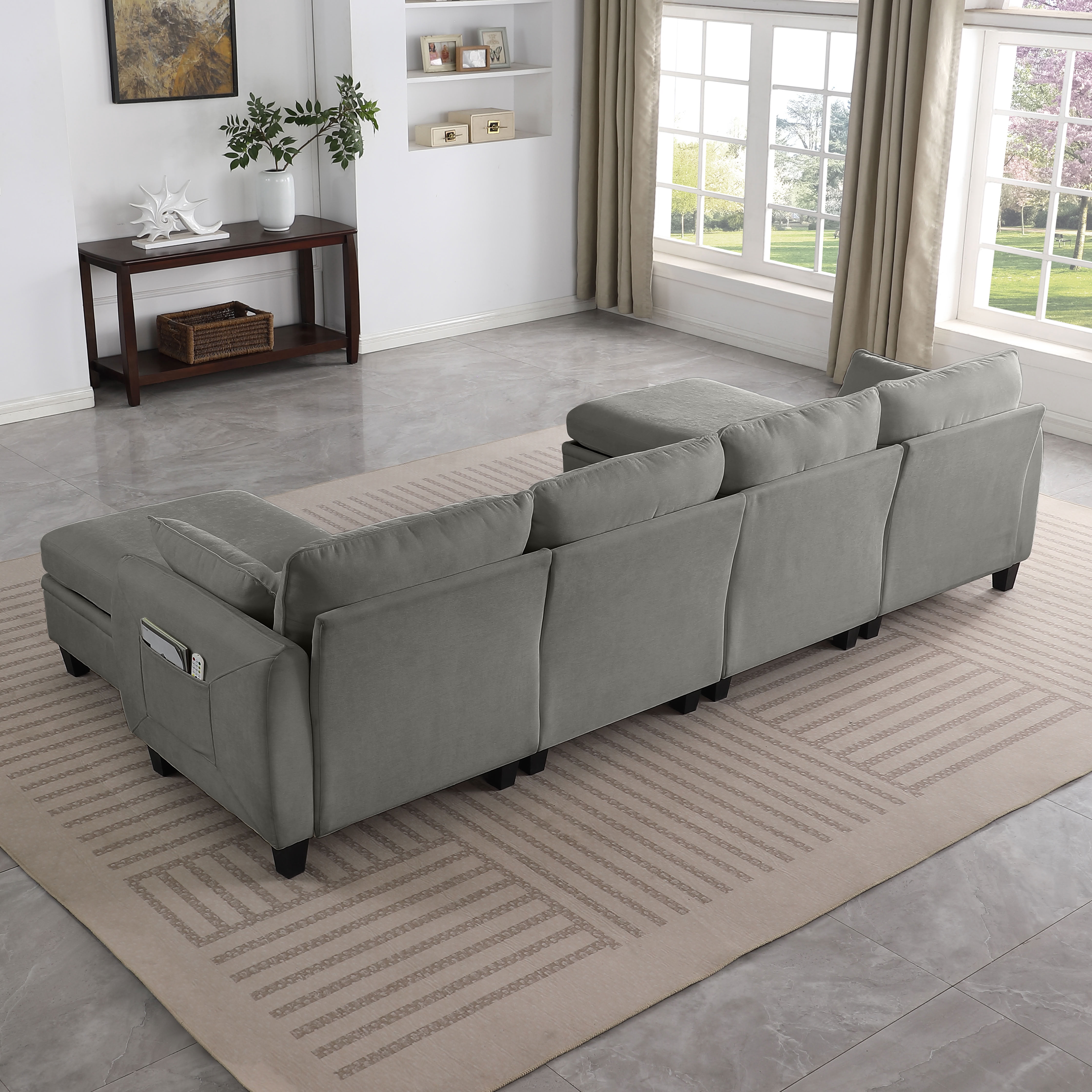 MAYEERTY 109 Inch Oversized Modular Sectional Sofa, Chenille Cloud Couch with Storage Ottomans for Living Room, Large Space
