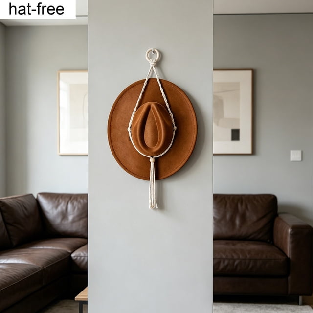 Weloille Bohemian Cotton Rope Hat Hanger 1 Piece, Multi Layer Hand Woven Design with Clips Wall Mounted, Hanging Cap Storage Organizer Rack, for Bedroom Entryway Wall Hat Storage Decoration