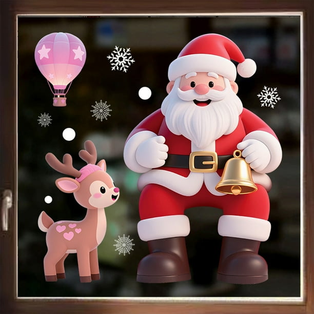 Pegatinas de PVC para ventanas, adornos navideños, pegatinas navideñas, adornos navideños, pegatinas para ventanas de centros comerciales, ideales para puertas y ventanas de tiendas, decoración de amb