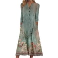 thumbnail image 2 of Utoimkio Women's Floral Print Long Sleeve Maxi Dress Casual Loose V Neck Button Down Long Dresses for Women with Pockets, 2 of 5