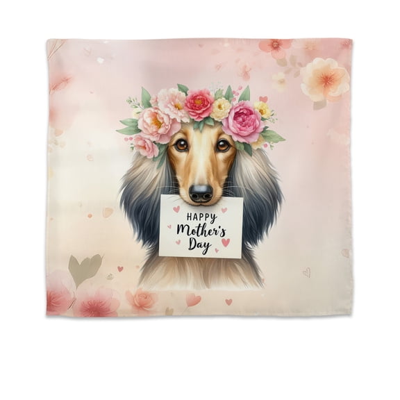 Happy Mother's Day Afghan Hound with Flower Crown and Greeting Card Tapestry Dog Lover Wall Hanging Backdrop Home Decor - 13004