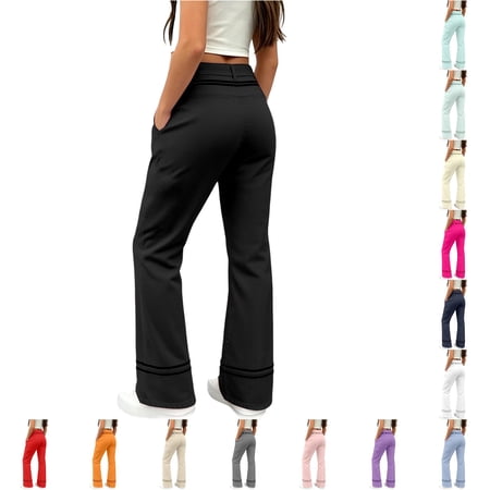 WDDDD Girls Flared Stretchy Slim Fit Daily Trousers Black 5-6 Years