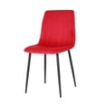 thumbnail image 3 of Set of 4 Velvet Dining Chairs, 16.9 Inch Width Modern Upholstered Side Chair with Black Metal Legs and High Backrest Design for Living Room, Kitchen and Dinning room, Red, 3 of 9