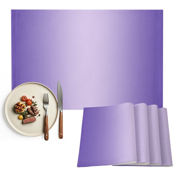 Purple Ombre Placemats Set of 2, Modern Gradient Abstract Art Washable Wipeable Table Mats for Dining Tables, Indoor Outdoor Kitchen Place Mats for Holiday Party Table Decor
