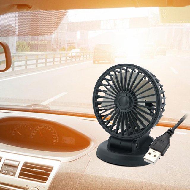 Ventiladores giratorios para salpicadero de automóvil de 360 grados, ventilador enfriador automático de 2 velocidades, ventilador de aire de USB de 5V Baoblaze Aficionados al coche