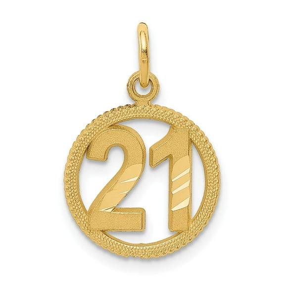 14K Yellow Gold Charm Pendant 21 20 mm 13 #21 In A Circle