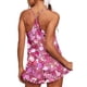 thumbnail image 4 of Puntoco Pijama para mujer, conjunto informal con dobladillo con volantes y estampado de bloques de colores, ropa de casa, pijama sexy con tirantes, 4 of 5