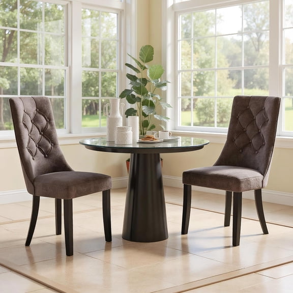 Topcobe Tufted Dining Chairs Set of 2 with High Backrest and Padded Seat, Modern Furniture for Indoor-Gray