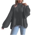 thumbnail image 2 of Hot6sl Womens Solid Color Casual Loose Sweater High Neck Sweater, 2 of 6