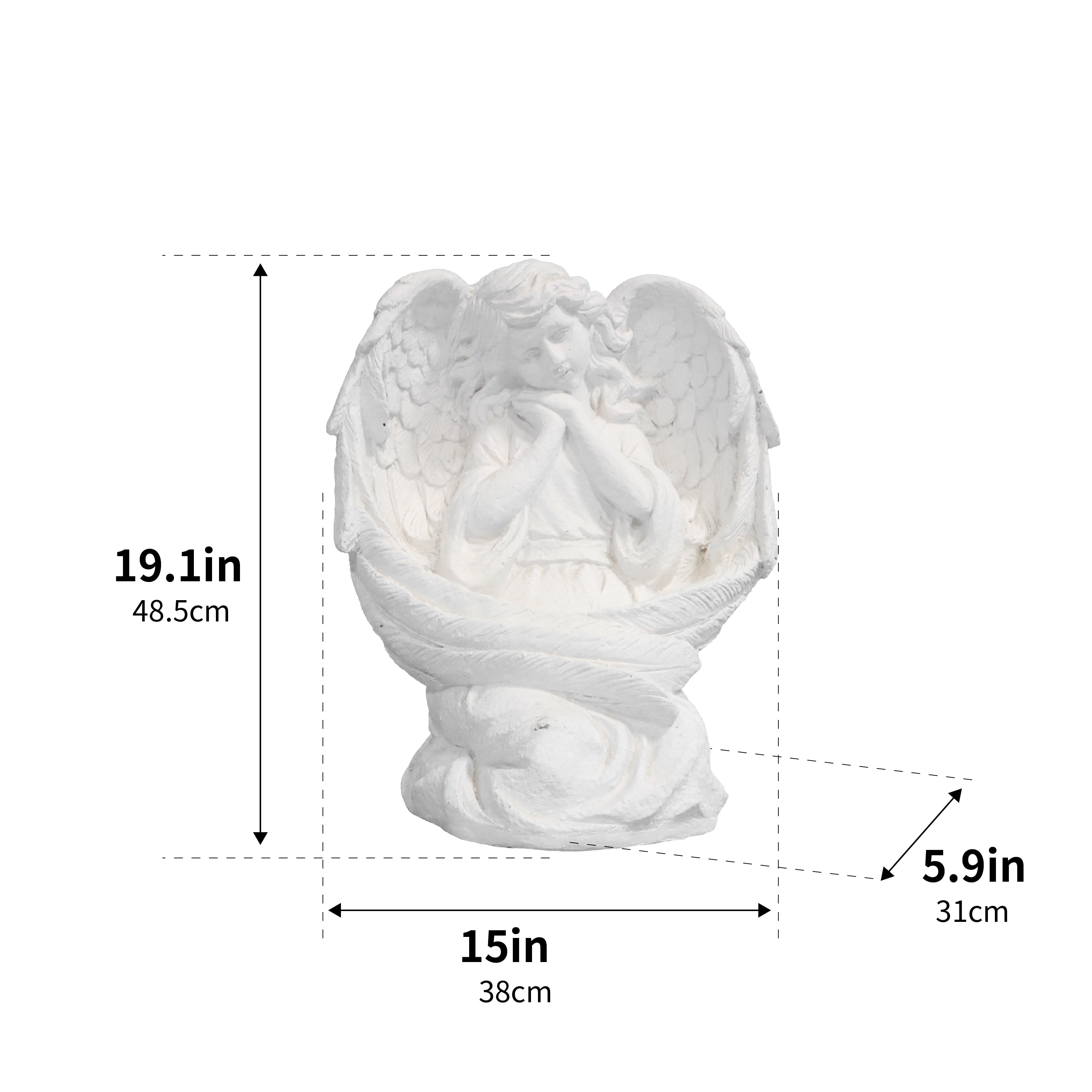 LENLN Resin Kneeling Girl Angel Statue, Girl Angel Figurine Sculpture, Angel Wings Statue for Home Decor or Garden Memorial Decor