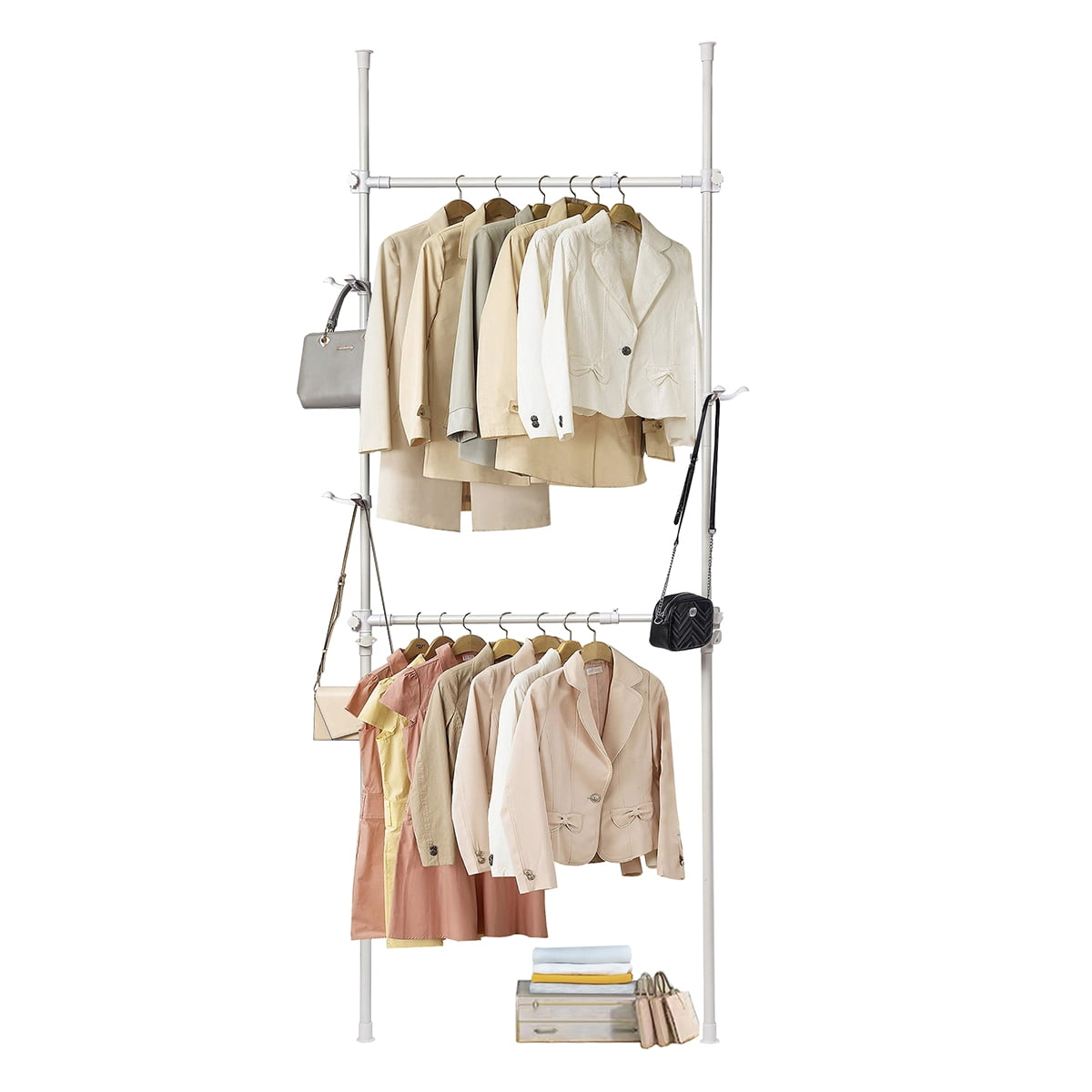Kainsy Adjustable Clothing Rack, Double Rod Clothing Rack, 2 Tier