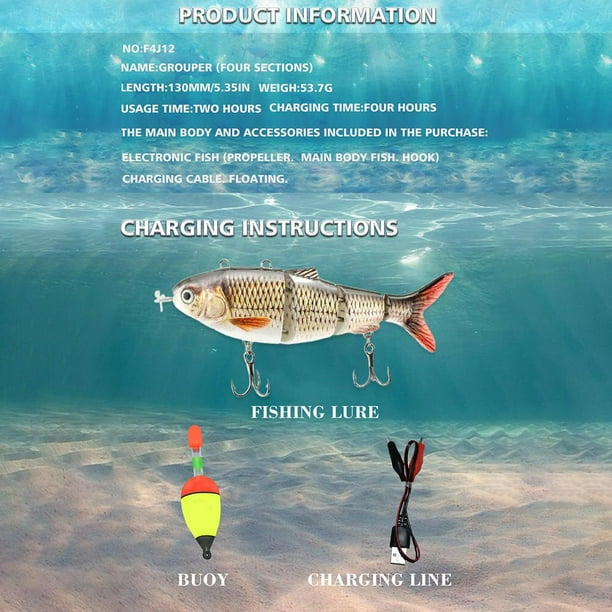 Señuelos eléctricos de pesca para natación robótica, señuelos recargables por USB, Swimbaits multiarticulados con luz LED, señuelos duros, aparejos de pesca