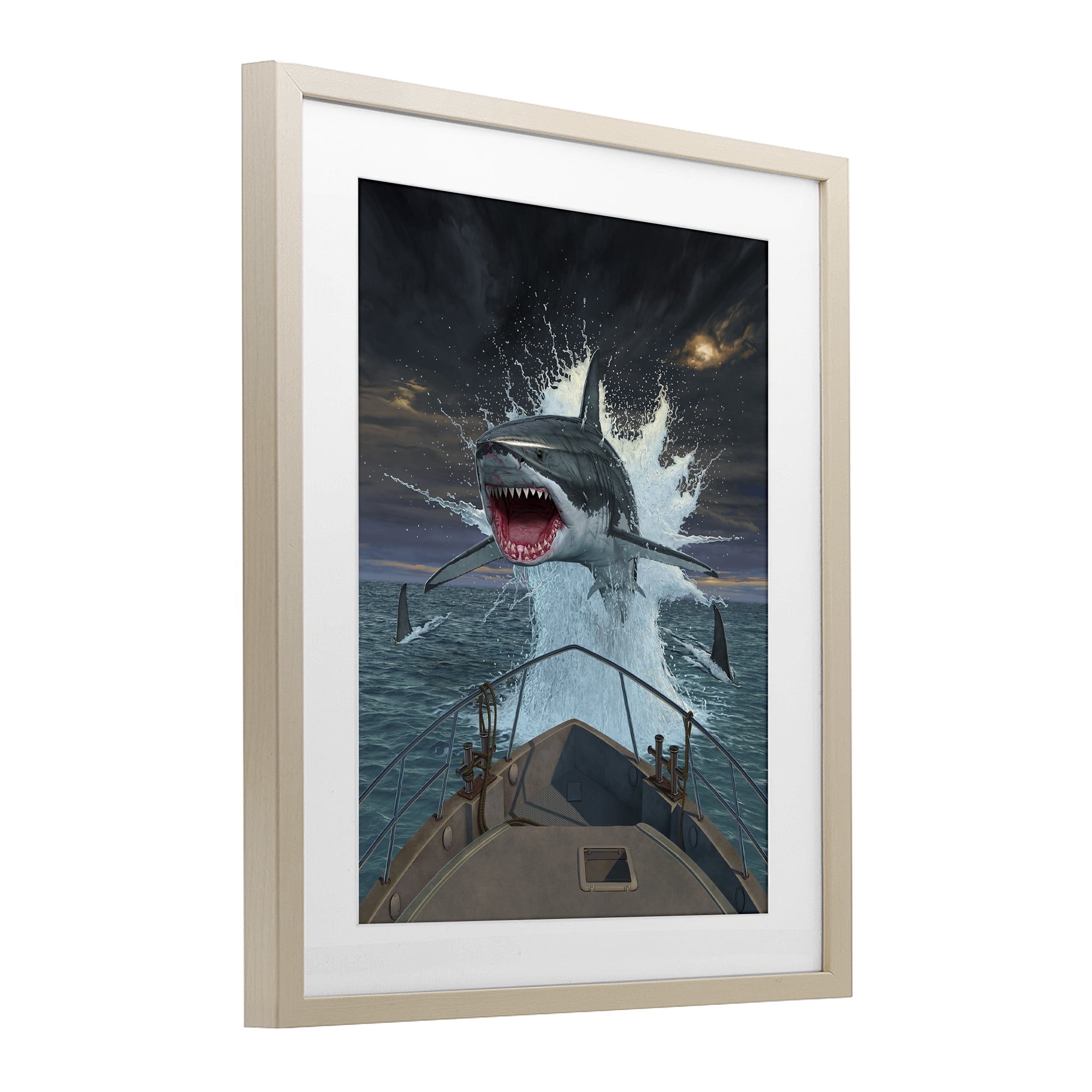 Stupell Industries Fish Out Of Water Birch Framed Print Under Glass, design by Vincent Hie