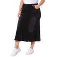 thumbnail image 4 of Agnes Orinda Women's Plus Size Fishtail Jean Skirts Vintage High Waist Raw Hem Front Slit Casual Midi Denim Skirt with Pockets 2X Black, 4 of 6