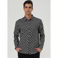 thumbnail image 4 of Camisas de hombre con lunares, manlarga, corte ajustado, estampado, camicon botones Negro 46, 4 of 7