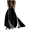 thumbnail image 2 of Viikei Women Dress Summer Maxi Dresses,Dresses for Women Plus Size Summer,Women's Spring/Summer Sleeveless Color V-Neck Wrapped Chest Dress Long Dress Black M, 2 of 5
