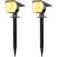 thumbnail image 1 of Peasur - Juego de 2 focos solares para exteriores, impermeables, 2 en 1, con encendido y apagado automático, iluminación solar para exteriores, patios, paredes, jardines, caminos (blanco cálido), 1 of 8